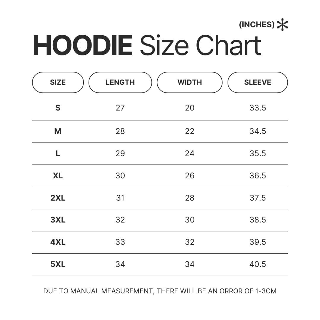 Hoodie Size Chart - Daemons of the Shadow Realm Store